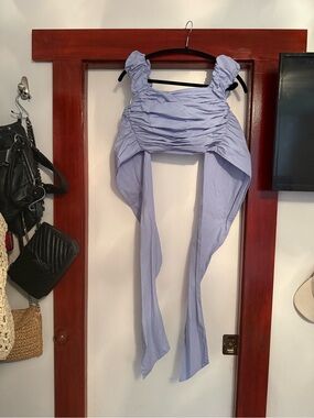En Saison Ruching Crop Top with Draped Ties - Light Lavender